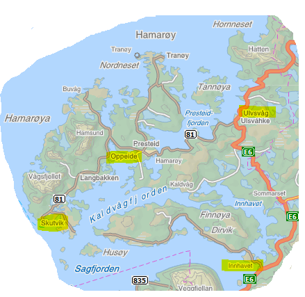 3 SAMFUNNSSTRUKTUREN I HAMARØY 3.1 Geografi Hamarøy kommune ligger i Nord-Salten, omkranset av kommunene Steigen, Tysfjord og Sørfold.