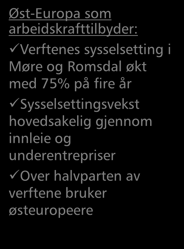 Den geografiske orienteringen østover Øst-Europa som produksjonslokalitet: Fire av ti norske teknologibedrifter har uteproduksjon Sverige og Danmark på topp, men økende i Øst- Europa Leieproduksjon