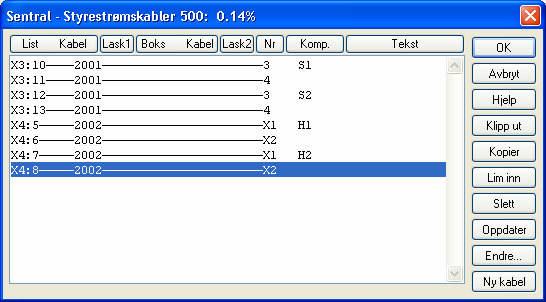 08.11.2007 135 Skjema/Automasjon 7. Gi navn for andre bryter (S2). 8. Trykk [Tilføy]. 6 7 8 Så skal vi sette inn lampene: 9. Marker for Ny kabel. 10. Navn på rekkeklemmelist skal være X4:5 11.