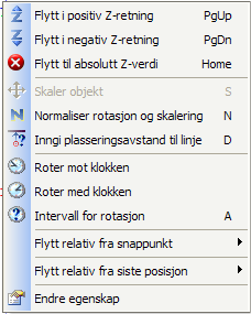 Det er disse knappene man hovedsaklig bruker for å finne frem til de ulike komponenter man skal prosjektere med. Hurigmenyer Når en kommando er valgt finnes en rekke ulike valg for denne.