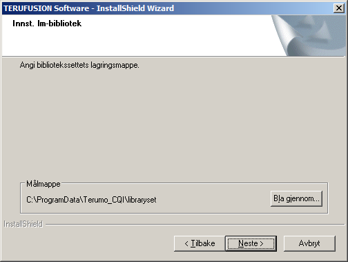 Klargjøring 14) Velg en mappe som lm-bibliotek skal lagres på. Standard-lm-biblioteklagringsmappen vil være forskjellig ved OS for Windows Server 2003, Windows Vista og senere.