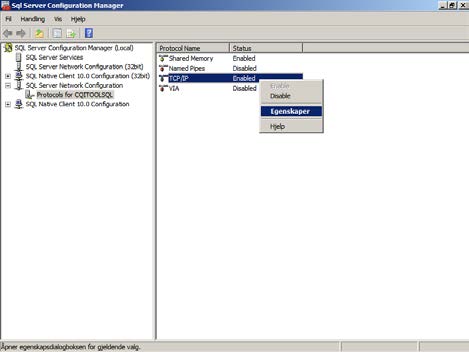 Skjermbildet "Sql Server Configuration Manager" vises.