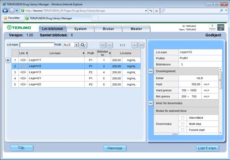 Lm-bibliotek Liste 1) Klikk på et legemiddelbibliotek, og deretter på knappen [Last].