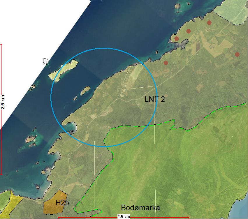Figur 2: Planstatus i kommuneplanens arealdel. Planområdet er ringet inn med blått. 2.1.