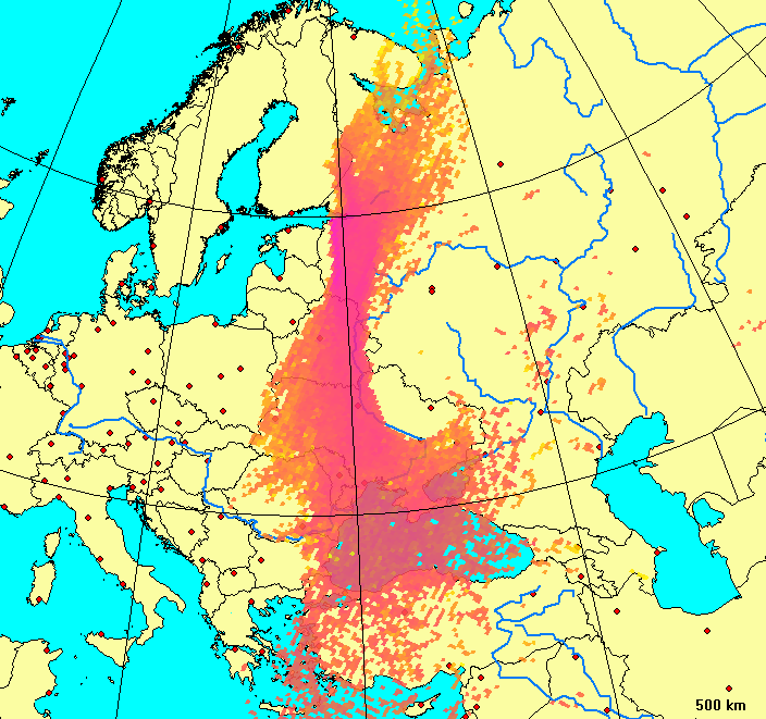 For simuleringene fra Leningrad kjernekraftverk indikerte beregningene av forventet dose fra de fleste av simuleringene lave stråledoser til skjoldbruskkjertelen (0-1 mgy).