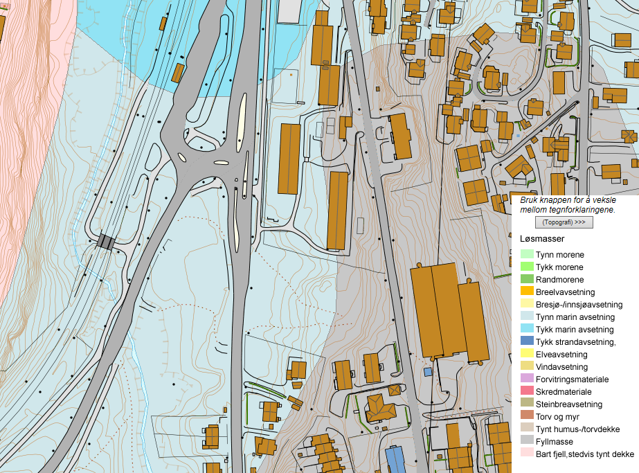 ROS-ANALYSE 9 (30) Figur 3 Registrerte løsmasser i og rundt planområdet. (Kilde: NGU løsmassegeologi) Det er knyttet usikkerhet til grunnforholdene i planområdet.