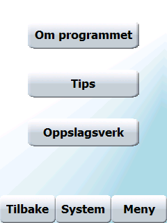 Figur 6: Registrering av mat Diabetesdagboka har også en Infoskjerm. I «Om programmet» er det en veiledning for bruk av programmet på mobiltelefon.