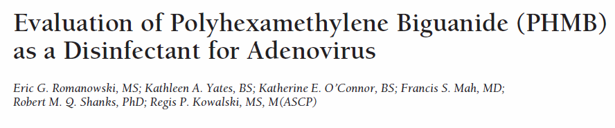 At a concenration of 50 ppm, PHMB was not virucidal against adenovirus at temperatures consistent with swimming pools or hot tubs.