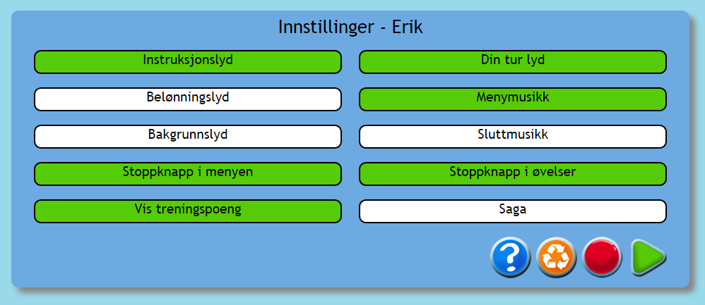 Lag ny elevprofil Tast navnet på personen som skal trene og velg passord. Velg om du vil bruke Junior eller Senior layout.