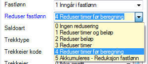 2.6 Ny logikk på reduksjon av fastlønn De av våre kunder som benytter denne funksjonen må endre definisjonen av artene i henhold til dette avsnittet.