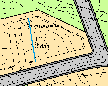 derfor foreslå å snevre inn vestre byggegrense med ca. 10 m. Mønehøyden på 5,5, m kan da beholdes. H10 Tomta ligger i en østvendt skråning mellom 1000 og 1004 moh. med utsikt mot skiløypa.