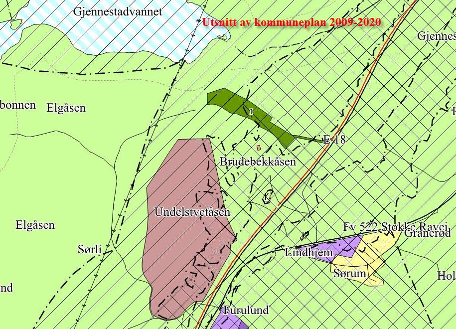 2.3 PLANSTATUS 2.3.1 Kommuneplan Utsnitt av arealdel til kommuneplan, 2009-2020 I