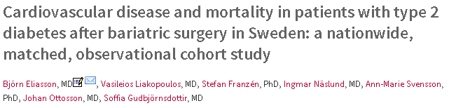 Fedmekirurgi eller metabolsk kirurgi From: Weight Change and Health Outcomes at 3 Years After Bariatric Surgery Among Individuals With Severe Obesity JAMA. 2013;310(22):2416-2425. doi:10.1001/jama.