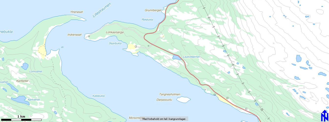 2. BESKRIVELSE AV PLANOMRÅDET 2.1 SITUASJONSBESKRIVELSE Planområdet ligger på østlig side av indre del av Kvænangen, i Kjækan, ca 8 km fra vegkryss ved riksveg E6 ved Nordstraumen/ Sekkemo.