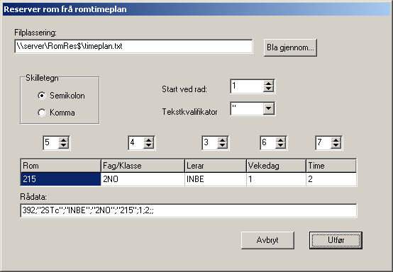 Legge inn faste reservasjonar Importere reservasjonar frå gp-untis Klikk på «Rediger - «Importer romtimeplan frå gp-untis...» for å importera timeplanen til den veka som vert vist.