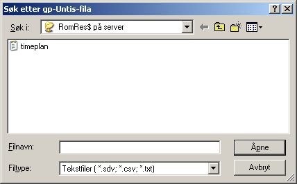 Klikk på «Bla gjennom...» Velg fila som du har eksportert frå gp-untis.