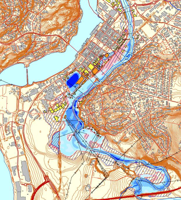 Flomvoll / avlastningsvei (input til