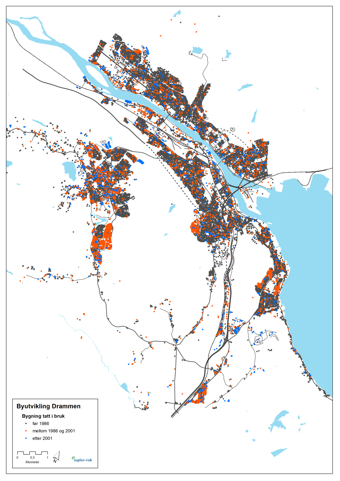 24 Arealbruksstrategien i Drammen har lagt vekt på fortetting, sentrumsnær utbygging og utvikling av urbane bykvaliteter.