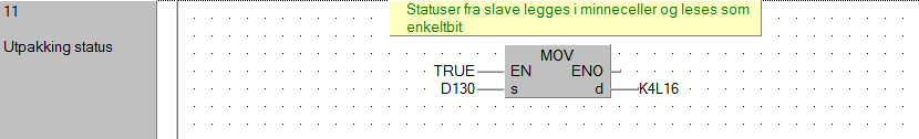 2.5.1 Master-PLS Initiering og backup Først i programmet i master ligger en del som resetter alle statuser ved oppstart og henter tilstanden for aksjoner fra batterimatede minneceller.