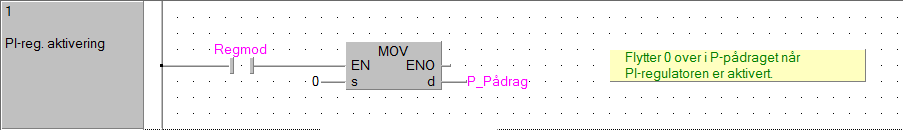 «Mellomverdi» er pådraget fra P-regulatoren før det er grensesjekket. Pådraget skal skrives som en 8-bits verdi fra 0-250.