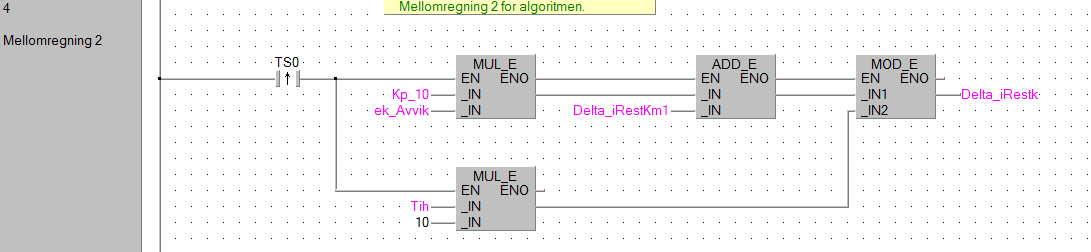 PI-regulator Prosjekt i styresystemer 2015 Figur 43 PLS PI-regulator PI-regulatoren er også programmert som en egen funksjonsblokk.