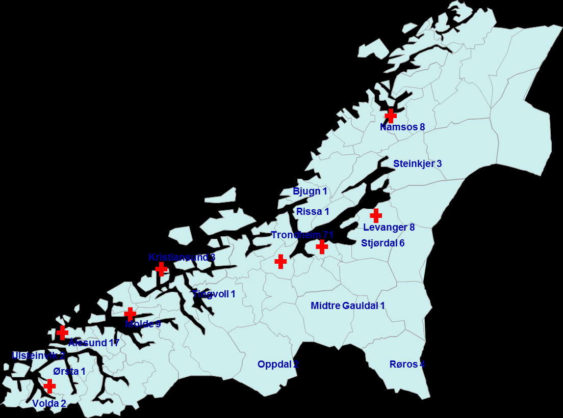 Nord-Trøndelag) og 8 hjemler (St. Olavs Hospital).