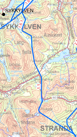 Side 256 8.3.10 Omsøkt kombinasjonsalternativ i Sykkylven og Stranda Det er omsøkt et traséalternativ 1.6.1-1.