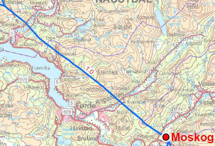 Side 272 8.4.4 Omsøkte traséer fra Monskaret til Moskog transformatorstasjon Videre fra Monsskaret og videre sørover omsøkes kun alternativ 1.