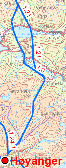 Side 282 Trasékonklusjon for omsøkte østre traseer fra Moskog til Haugastølen Se konklusjon under 8.5.