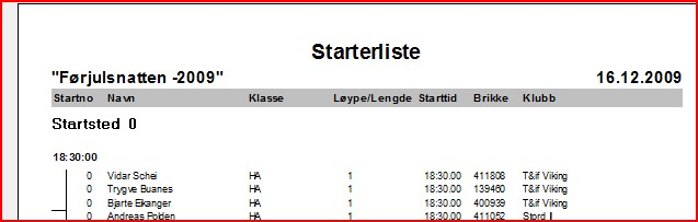 Startsted / båser For å få etikettene sortert på startsted, velg Startsted som type. Alternativt velg løype og begrens utskriften til de ønskede løypene.