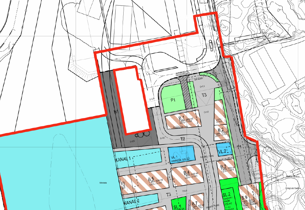 Kanalbyen er planavgrensningen foreslått utvidet frem til Kilden, selve silobygget tas derimot