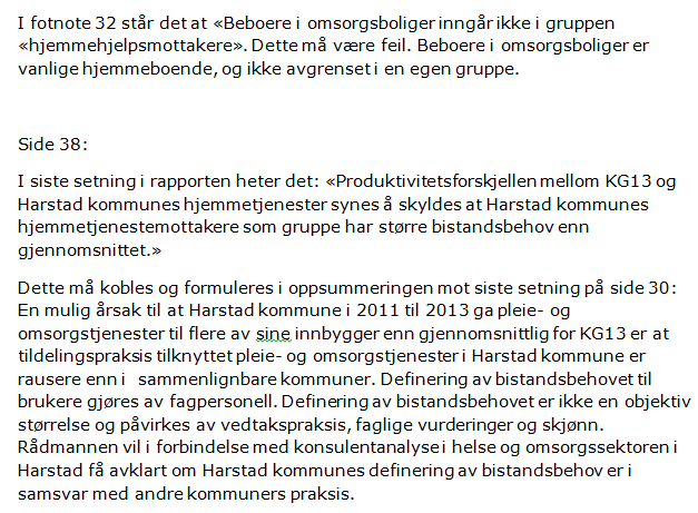 6.2 Revisors kommentar Etter å ha mottatt høringsuttalelsen har revisjonen innarbeidet flere av kommuneadministrasjonens påpekninger i rapporten.