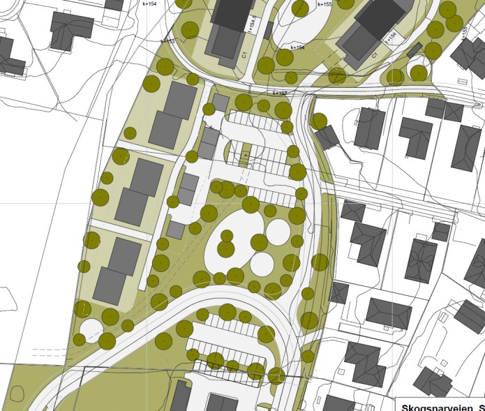 12 B 6 Til venstre: Illustrasjon av parkering under offentlig ettersyn vår 2013 Til høyre: Illustrasjon av parkering november 2013 Rådmannen mener at overflateparkering i B1 er prinsipielt uønskelig,