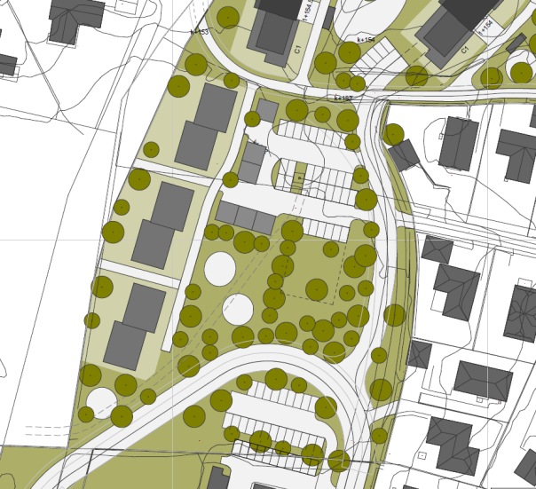 Overflateparkering bør samles i felt B2, og ikke utvides utover det som ble opprinnelig vist i illustrasjonsplanen i vår 2013 (to dobbelte rekker med maksimalt 34 parkeringsplasser).