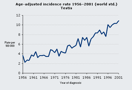 Testikkelkreft i 1955-2001 Internasjonal sammenlikning