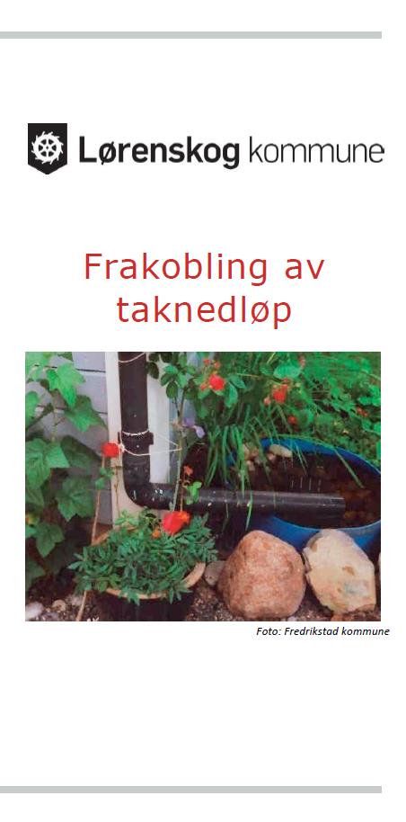 Folder om frakobling av taknedløp «Ved mye nedbør eller snøsmelting, er ikke de kommunale ledningene store nok til å frakte