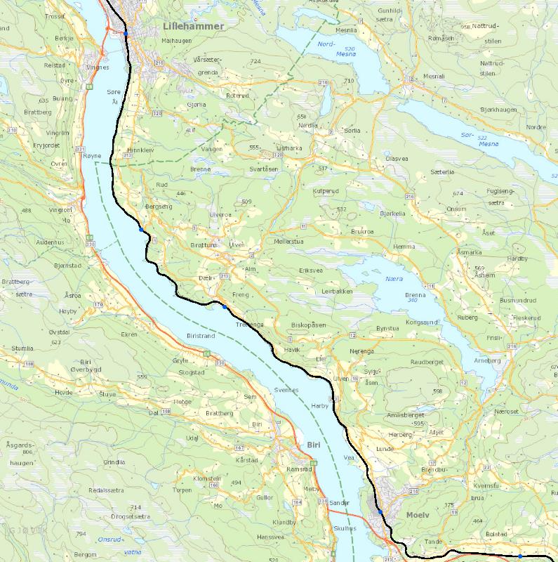 fjelltunnel på Dovrebanen ved Kvitsand i Ringsaker