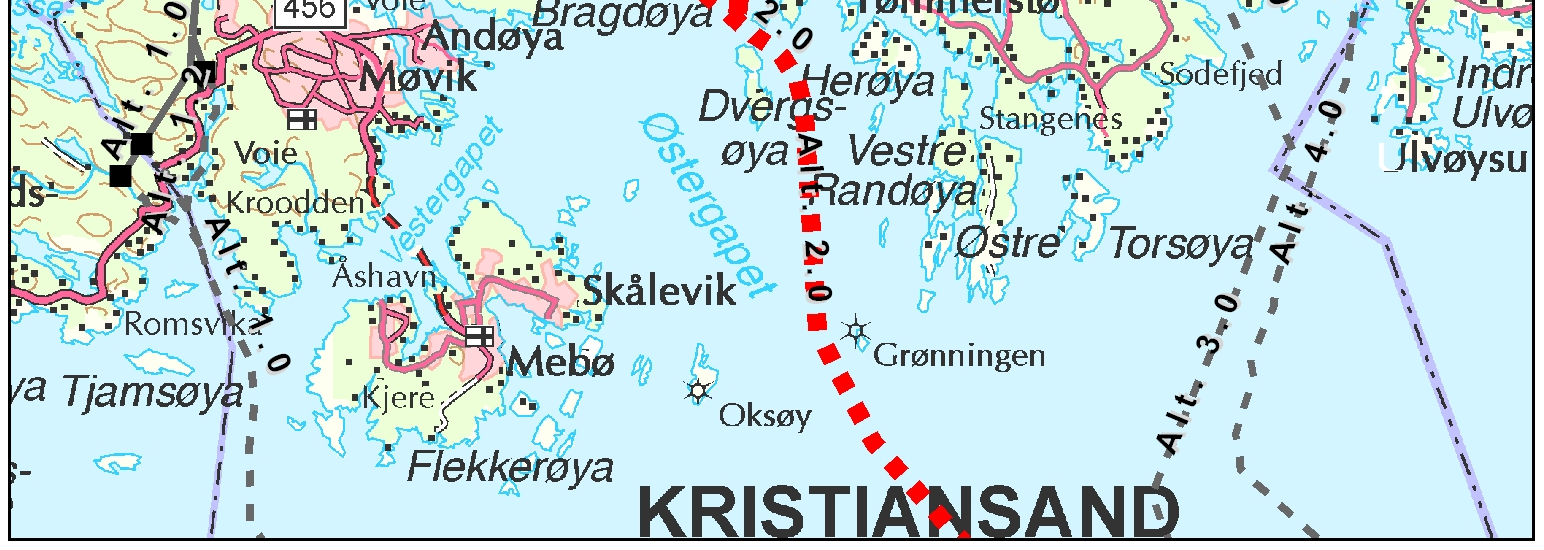 Side 28 av 45 Kartutsnitt 1: Oversiktskart med meldte alternativer 2.0-1.