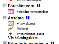 Av artsforekomster i samme område og et større område utenfor er et beiteområde for hjort (BA 00041588, figur 13).