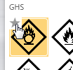 Opprette en vertikal etikett Slik setter du inn et symbol 1. Plassér markøren på en linje med tekst, der du vil at symbolet skal vise. 2.