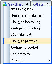 Alle faste medlemmer av utvalget registreres da som møtedeltakere. Velg eventuelle vararepresentanter fra menyikonet til den som ikke møter. Møteprotokoll 1. Velg riktig møte. 2.