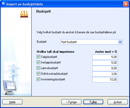 BUDSJETT Tomt budsjett Budsjettet opprettes uten tall. Hent data fra reelle regnskapstall Du får importere reelle tall fra et regnskapsår som du velger selv, for eksempel forrige.