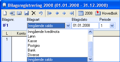 REGNSKAP Inngående saldo Registrering av inngående saldo gjøres vanligvis ved starten av et nytt regnskapsår, men kan også registreres midt i året hvis programmet tas i bruk midt i et regnskapsår.
