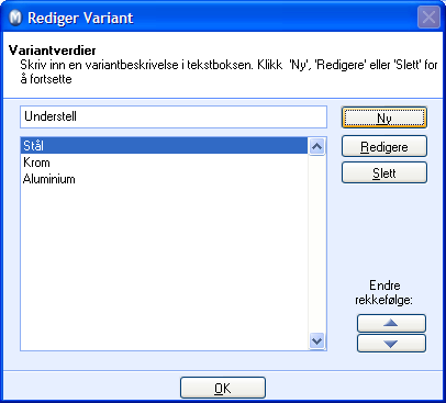 PRODUKT Varianter på salgsordre, tilbud og innkjøp I brukerinnstillingene for produktlisten kan du velge å få opp en variantmatrise som gir full oversikt over blant annet tilgjengelige varianter,