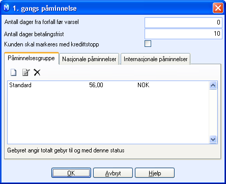 BETALINGSOPPFØLGING Påminnelser og varsler skal inneholde produktlinjer fra originalfaktura: Hvis fordringene er opprettet i Ordre/Faktura-modulen kan produktlinjene vises på påminnelser og varsler.