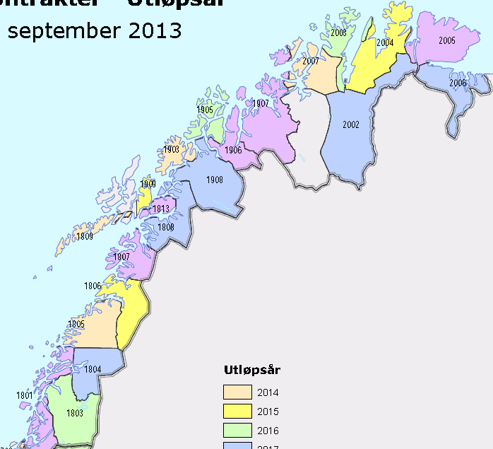 Driftskontrakter i Region nord Driftskontrakter med oppstart 2016 1803 Mosjøen 1905 Tromsø