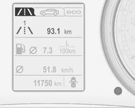 Instrumenter og betjeningselementer 99 Speedometer Kilometerteller Tripteller Viser bilens hastighet. Den totale registrerte kjørelengden vises i km.