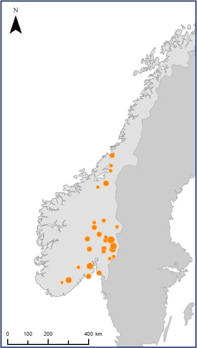 Figur 243 - Industristruktur sagbruk og relativ kapasiteter i Norge resp.