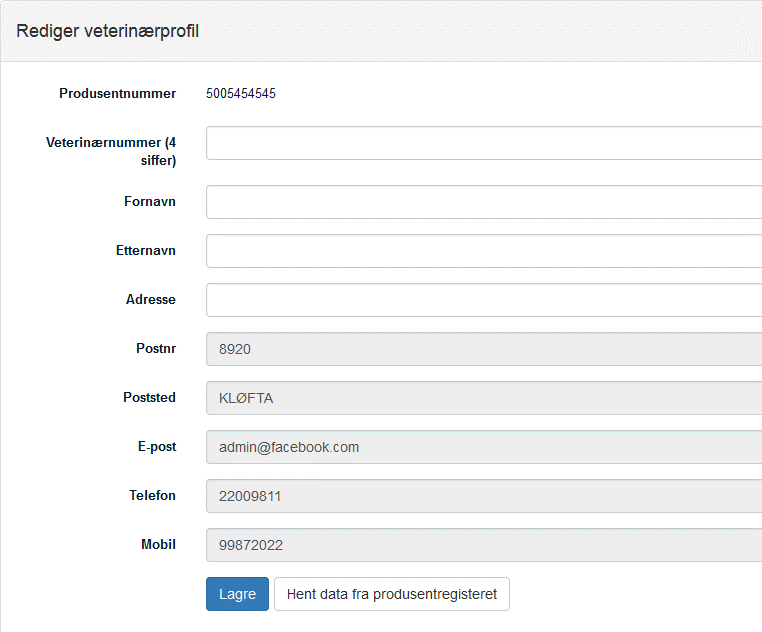 3. Oppdatere kontaktinformasjonen (gjøres kun første gangen) Første gang en tar i bruk Helsegris, må en oppdatere informasjonen om seg selv.