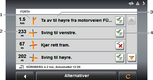 Din nåværende posisjon kan lagres i listen FAVORITTER. 1. Trykk på Lagre posisjon. Dialogvinduet LAGRE DESTINASJON I... åpnes. 2. Oppgi et navn på destinasjonen. 3. Trykk på Lagre. 6.7.